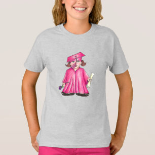 T-shirt Jeune fille rose Diplômée de l'enfant Diplôme pers