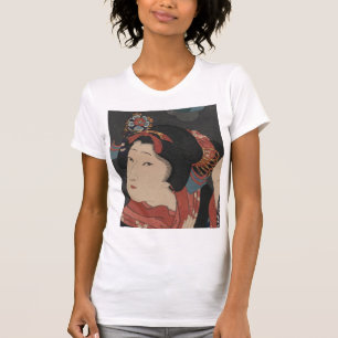 T-shirt Jeune fille vintage japonaise Oshichi de gravure