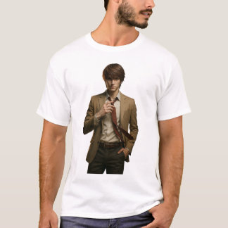 T-shirt Jeune homme élégant en Brown ajustement de Cravate