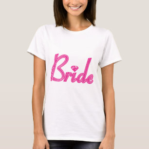T-shirt Jeune mariée avec Bling - rose