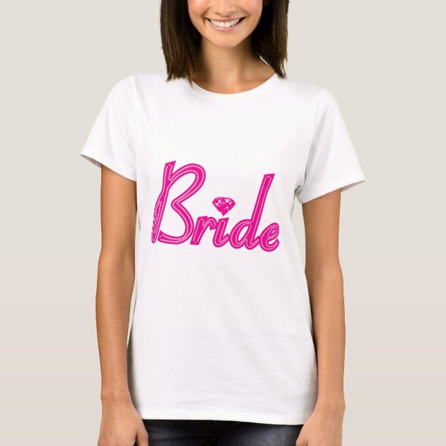T-shirt Jeune mariée avec Bling - rose (Devant)