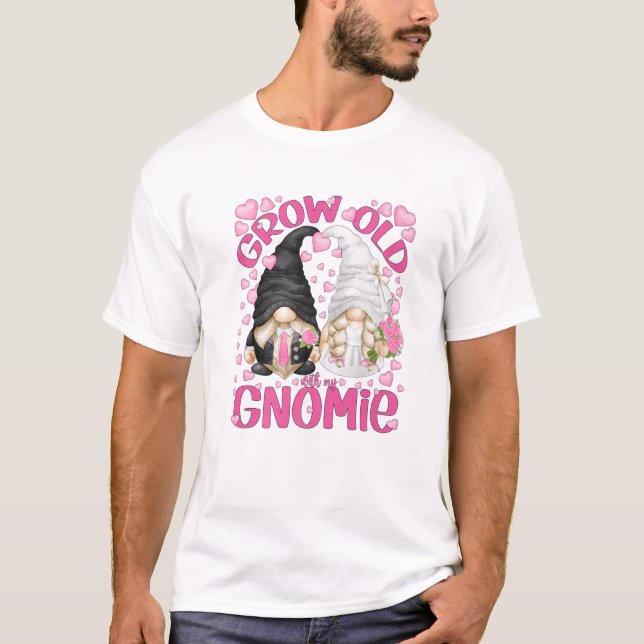 T-shirt Jeune Mariée Mariage Et Jeunes Gnomes Vieillissent (Devant)