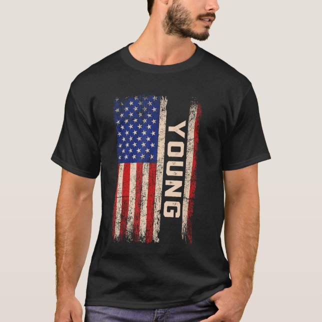 T-shirt Jeune Nom Chemise Jeune Nom Drapeau américain (Devant)