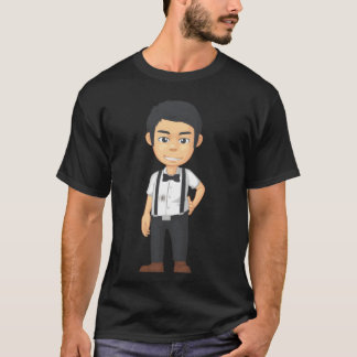 T-shirt Jeune personnage masculin avec un cadeau de nœuds