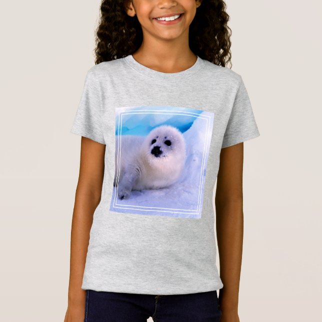 T-Shirt Jeune phoque à harpe couvert de flocons de neige (Devant)