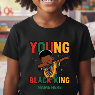 T-shirt Jeune Roi Noir Personalisé Garçon Dabbing
