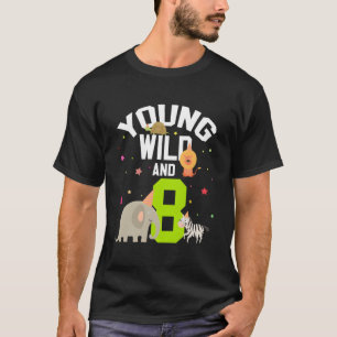 T-shirt Jeune Sauvage Et 8 Animal Zoo Anniversaire