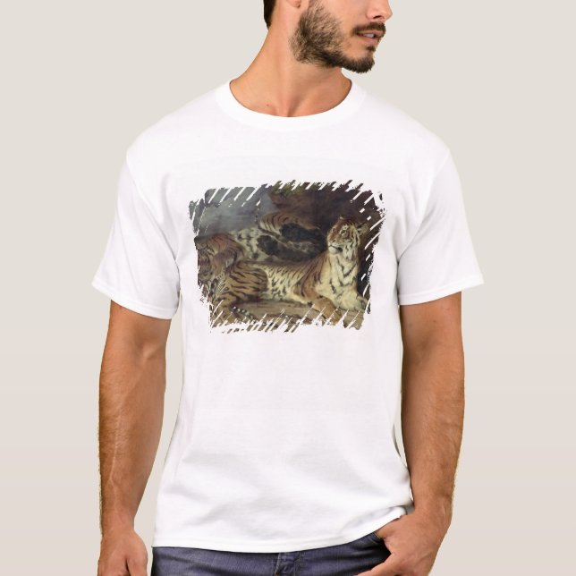 T-shirt Jeune tigre jouant avec sa mère, 1830 (huile (Devant)