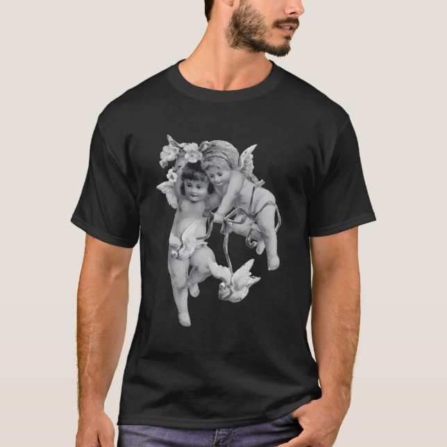 T-shirt Jeunes Cherubs Angéliques Jouant Avec Leur Colombe (Devant)