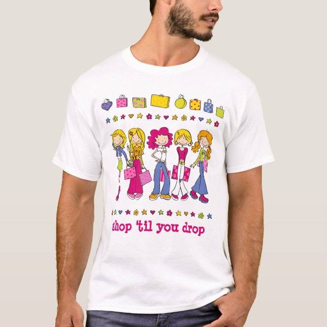 T-shirt Jeunes filles d'achats - "faites des emplettes (Devant)