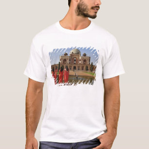 T-shirt Jeunes Indiennes et tombeau d'Humayun, Delhi,