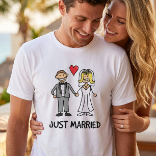 T-shirt Jeunes mariés dessin animé de la mariée et du mari
