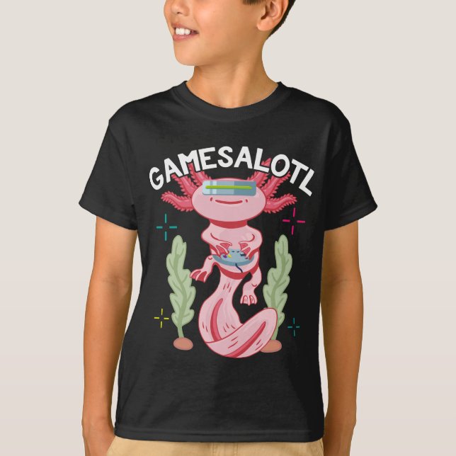 T-shirt Jeux Axolotl Gamesalotl Kawaii (Devant)