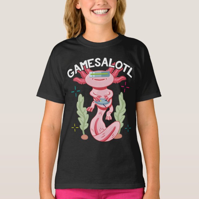 T-shirt Jeux Axolotl Gamesalotl Kawaii (Devant)