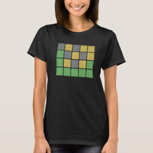 T-shirt Jeux de mots avec des carrés verts gris jaune pour