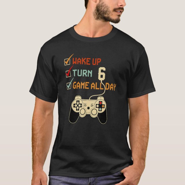 T-shirt Jeux Vidéo 6 ans Niveau 6 Anniversaire Garçon Gami (Devant)