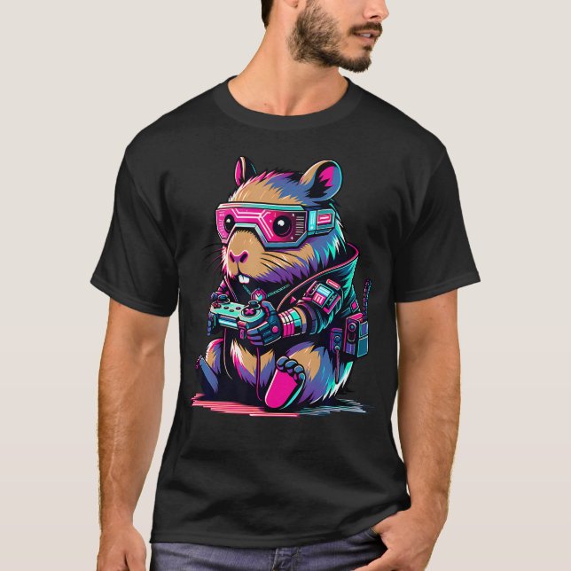 T-shirt Jeux vidéo Cyber Capybara Capybara (Devant)