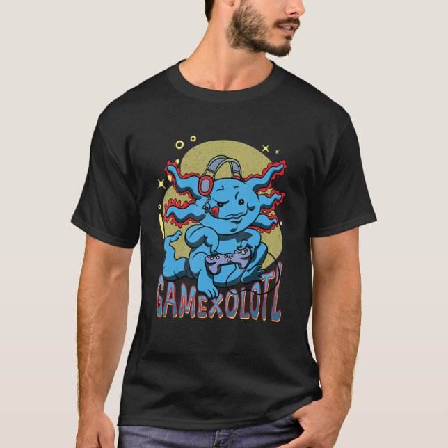 T-shirt Jeux vidéo de console de lecture Axolotl mignon Ga (Devant)