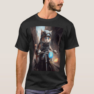 T-shirt Jeux vidéo de moto de chat