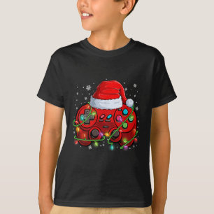 T-shirt Jeux vidéo de Noël Gamer Chapeau de Père Noël Écla
