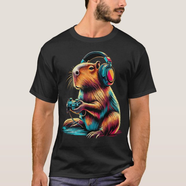 T-shirt Jeux vidéo drôles de capybara (Devant)