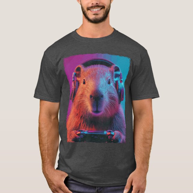 T-shirt Jeux vidéo drôles de capybara fille (Devant)