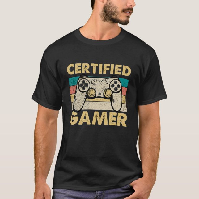 T-shirt Jeux Vidéo Funny Certifié Gamer Retro Gaming Out (Devant)