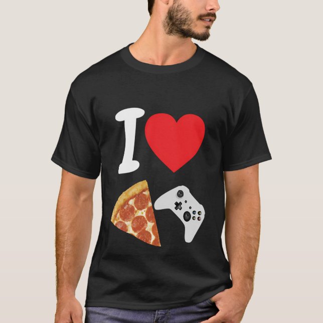 T-shirt Jeux Vidéo Gamer Love Pizza Cheese Slice Controll (Devant)