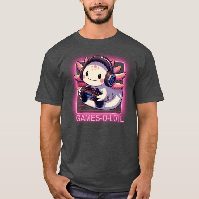 T-shirt Jeux vidéo Gamesalotl Cute Kawaii Axolotl Gamer (Devant)