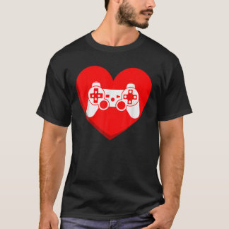 T-shirt Jeux Vidéo Love Heart Controller Gamer Mens Boys