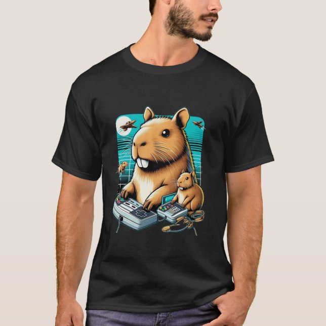 T-shirt Jeux Vidéo Lover Capybara Funny Jeux Vidéo Capyb (Devant)