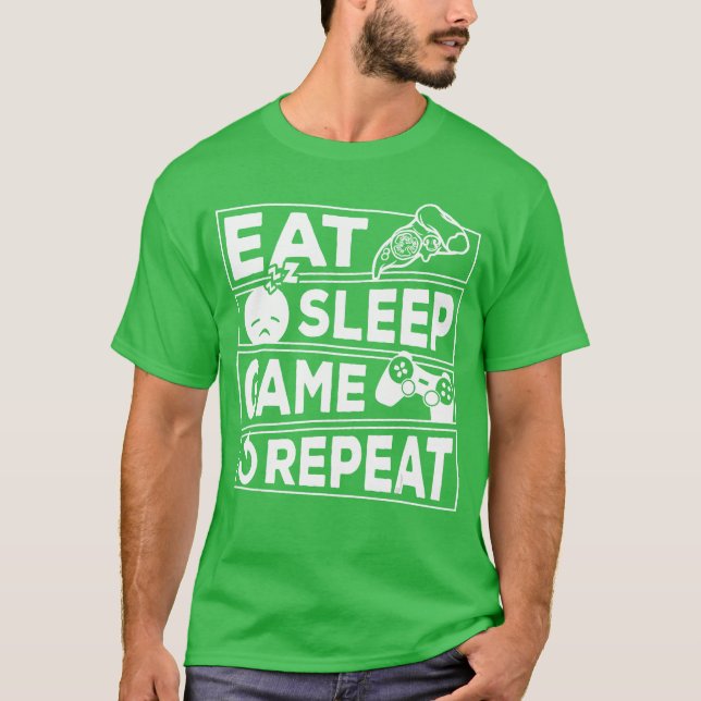 T-shirt Jeux vidéo Manger Dormir Jeu Répéter Cadeau Multij (Devant)