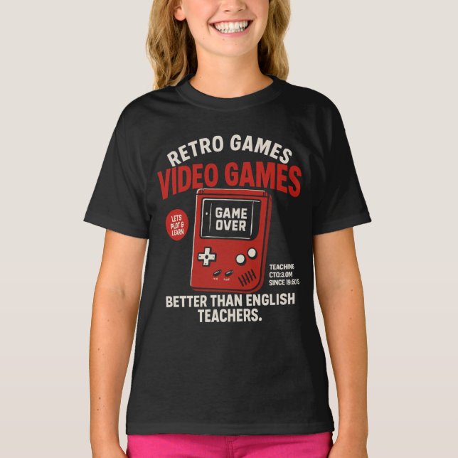 T-shirt Jeux vidéo rétro enseignant l'anglais depuis  (Devant)