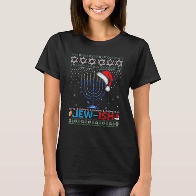T-shirt Jew ish Jewish Pun Menorah Santa Hanukkah Christma (Devant)