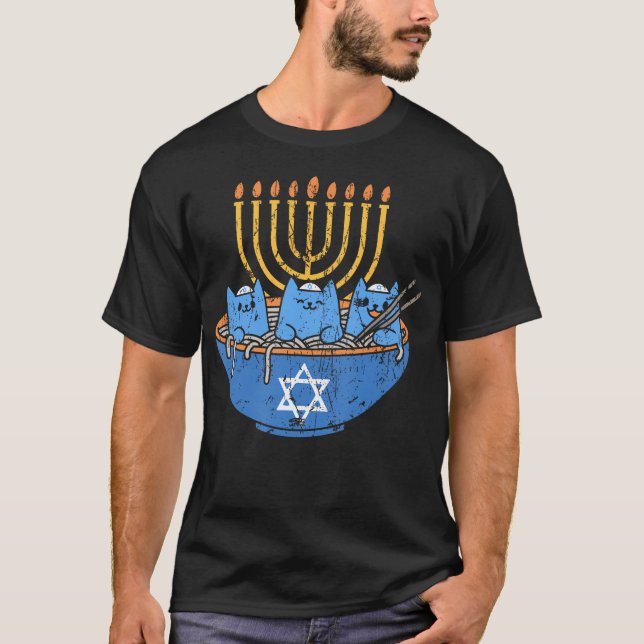T-shirt Jewish Cats Ramen Kitten Anime Hanukkah 	 - Unisex (Devant)