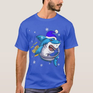 T-shirt Jewish Shark Menorah Funny Hanukkah Chanukah Anima