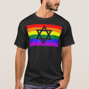 T-shirt Jewish Star of David LGBTQ Gay Pride Flag Stuff Qu