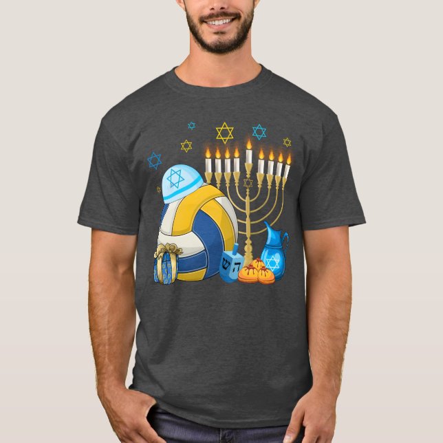 T-shirt Jewish Volleyball Menorah Hanukkah Chanukah Sport  (Devant)