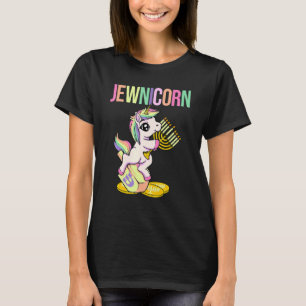 T-shirt Jewnicorn Chanukah Unicorn Avec Dreidel Menorah Fo