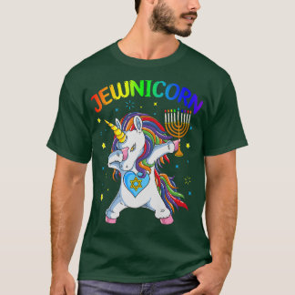 T-shirt Jewnicorn Funny Hanoukka Unicorn Menorah Fille Fem