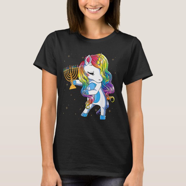 T-shirt Jewnicorn   Hanukkah Unicorn   Girl Women Pajamas (Devant)
