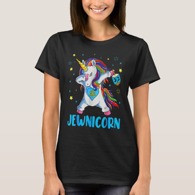 T-shirt Jewnicorn  Hanukkah Unicorn Girl Women Pjs (Devant)