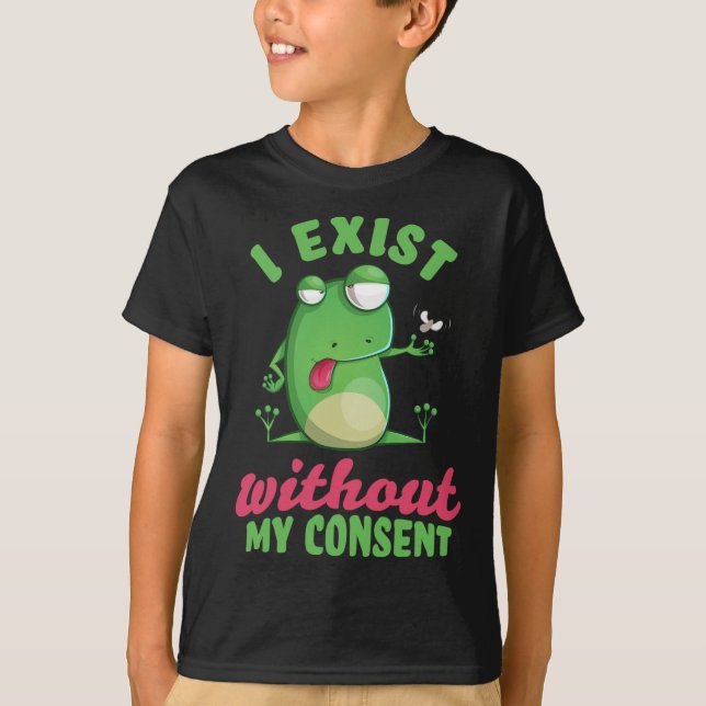 T-shirt J'Existe Sans Mon Consentement Fun Frog Depression (Devant)