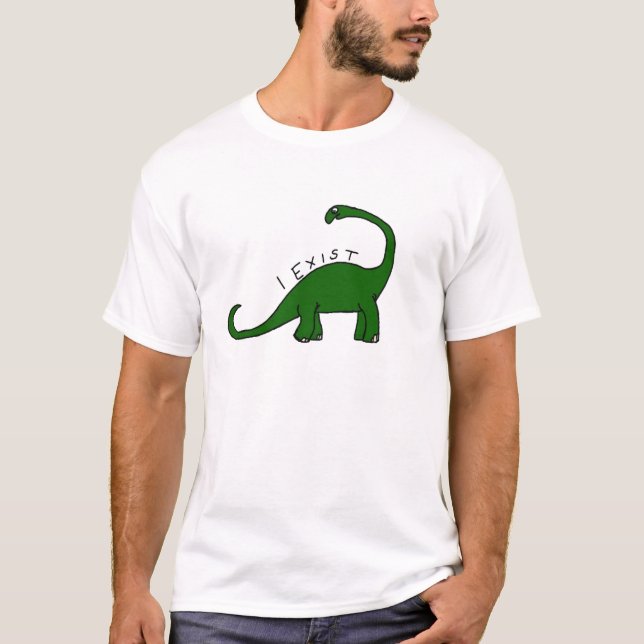 T-shirt J'existe tee - shirt de dinosaure de brontosaure (Devant)
