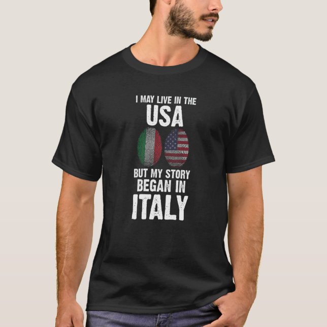 T-shirt J'habite peut-être aux Etats-Unis mais mon histoir (Devant)