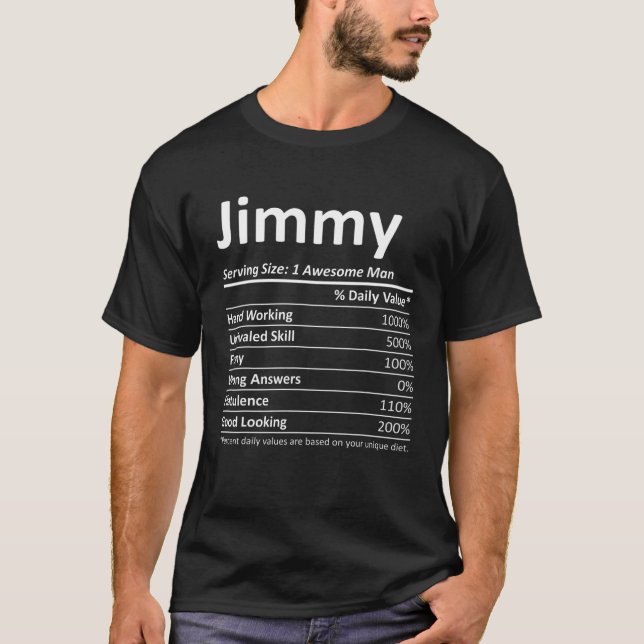 T-shirt JIMMY Nutrition Amusante Anniversaire Nom personna (Devant)