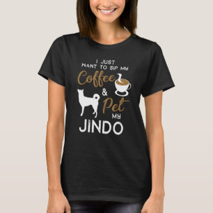T-shirt Jindo Chien Propriétaire de café Noël Anniversaire