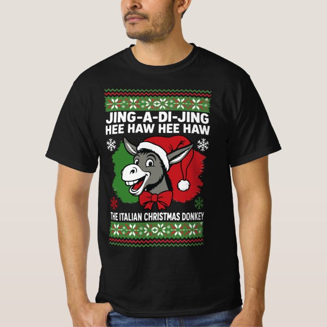 T-shirt Jing a Di Jing Dominick Italian Christmas Donkey (Devant)