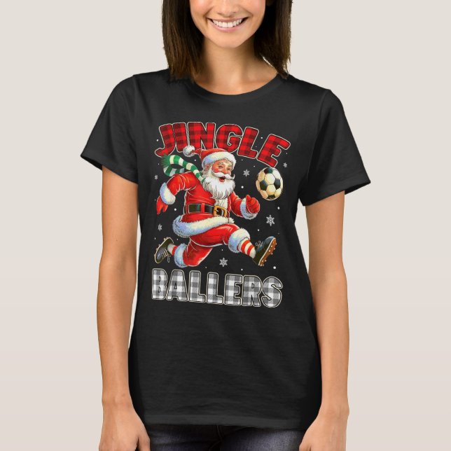 T-shirt Jingle Ballers Santa Football Christmas Soccer Pla (Devant)