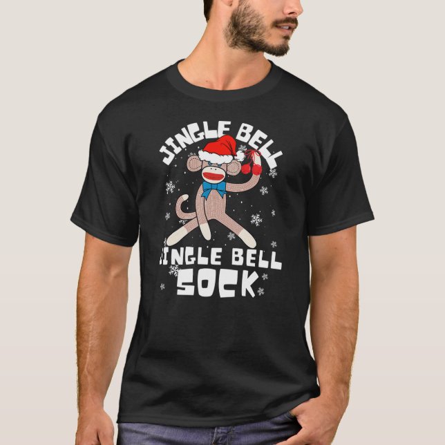 T-shirt Jingle Bell Jingle Bell Sock Funny Sock Monkey Chr (Devant)